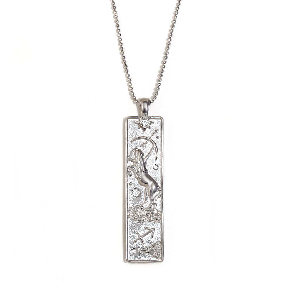 Wholesale Stainless steel plated square twelve zodiac sign necklace